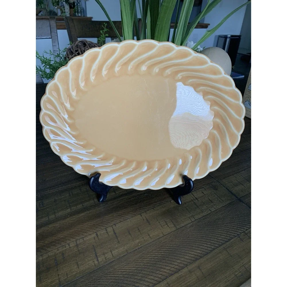 Vintage Franciscan Ware Or Metlox Poppy Trail Peach Coral Platter Scalloped 14